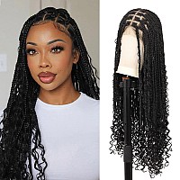 Fecihor 13X8 Inch Hd Lace Front Boho Knotless Braided Wigs For Women 36 Braided Wig With Baby Hair Braid Lace Front Wig Human H