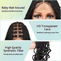 Fecihor 13X8 Inch Hd Lace Front Boho Knotless Braided Wigs For Women 36 Braided Wig With Baby Hair Braid Lace Front Wig Human H