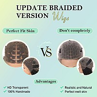 Fecihor 13X8 Inch Hd Lace Front Boho Knotless Braided Wigs For Women 36 Braided Wig With Baby Hair Braid Lace Front Wig Human H