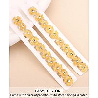 Wecoe 20 Pcs Small Yellow Flower Hair Accessories Tiny Mini Decorative Bling Four Petals Clips For Toddlers Kids Women And