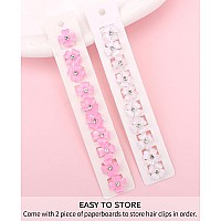 Wecoe 20 Pcs Small Pink White Flower Hair Accessories Tiny Mini Clips With Bling For Baby Toddler Girls And Women Decorat