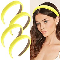 Wecoe 4 Pack Padded Headbands Women Non Slip Soft Thick Comfortable Headbands Cute Yellow Headband Aesthetic Y2K Hair Accessorie