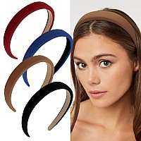 Wecoe 4 Pack Padded Headbands Women Non Slip Soft Thick Comfortable Headbands Cute Brown Red Blue Black Neutral Headband Aesthet