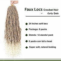 8 Packs 24 Inch Faux Locs Crochet Hair Curly Ends Crochet Dreads Boho Braids Crochet Faux Locs Hair For Women 24Inchpack Of 8