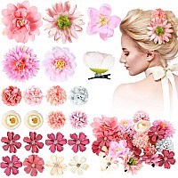 Bbto 21 Pieces Flower Hair Clip Rose Hair Clips Hair Barrettes For Women Flower Hair Accessories Boho Bride Claw Clip Hairpin Br