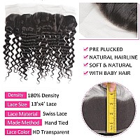 Odir Deep Wave Bundles With 13X4 Lace Frontal Brazilian Human Hair 10 10 1010 Inch 9A Unprocessed Deep Curly Virgin Hair Ear To