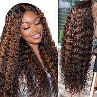 Super Idol Highlight Ombre Deep Wave Lace Front Wigs Human Hair Brazilian 150 Density P1B30 Colored Lace Front Wigs For Black