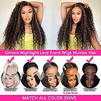 Super Idol Highlight Ombre Deep Wave Lace Front Wigs Human Hair Brazilian 150 Density P1B30 Colored Lace Front Wigs For Black