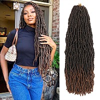 20 Inch Faux Locs Crochet Hair 7 Packs Soft Locs Crochet Braids Hair Pre Looped Goddess Locs Dreadlocs Hair Ombre Brown Hair Ext