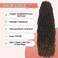 20 Inch Faux Locs Crochet Hair 7 Packs Soft Locs Crochet Braids Hair Pre Looped Goddess Locs Dreadlocs Hair Ombre Brown Hair Ext