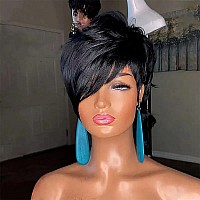 Pangdonglai 80S90S Mullet Wig Human Hair Wigs10A Pixie Cut Wig For Black Women Mullet 12Inch Pixie Cut Wig For Women Pixie Curly