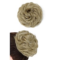 Rose Bud Messy Bun Hair Pieces For Women Hair Bun Extension Updo Curly Messy Bun Scrunchie Ash Blonde