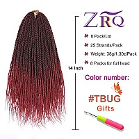 Zrq Crochet Hair Senegalese Twist 14 Inch 8 Packs Small Crochet Hair For Braidingombre Red Crochet Braids Hair For Black Women