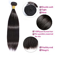 Selina Brazilian Virgin Hair Straight Free Part Closure Brazilian Hair 3 Bundles With Closure 100 Unprocessed Human Hair Bun