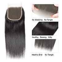 Selina Brazilian Virgin Hair Straight Free Part Closure Brazilian Hair 3 Bundles With Closure 100 Unprocessed Human Hair Bun