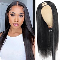 Amella U Part Human Hair Wig Straight Human Hair Wig 100 Brazilian Virgin Human Hair Wig For Black Women U Part Wig Natural Bla