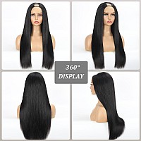 Amella U Part Human Hair Wig Straight Human Hair Wig 100 Brazilian Virgin Human Hair Wig For Black Women U Part Wig Natural Bla