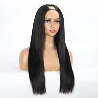 Amella U Part Human Hair Wig Straight Human Hair Wig 100 Brazilian Virgin Human Hair Wig For Black Women U Part Wig Natural Bla