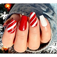 Tough Girls 20 Exquisite Gel Nail Polish Strips Wapplication Accessories No Uvled Lamp Required Candy Cane Lane