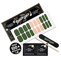 Tough Girls 20 Exquisite Gel Nail Polish Strips Wapplication Accessories No Uvled Lamp Required Gold Foil Leaves Green