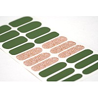 Tough Girls 20 Exquisite Gel Nail Polish Strips Wapplication Accessories No Uvled Lamp Required Gold Foil Leaves Green