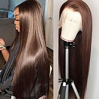 Sdamey 13X6 Straight Wigs Chocolate Brown Transarent Hd Lace Front Wigs Human Hair With Baby Hair 180 Density Straight Glueless