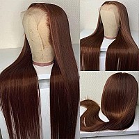 Sdamey 13X6 Straight Wigs Chocolate Brown Transarent Hd Lace Front Wigs Human Hair With Baby Hair 180 Density Straight Glueless