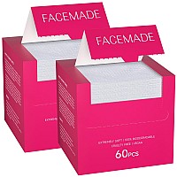 Facemade 120 Ct Face Towels Xxl Usda Certified 100 Biobased Face Towelettes Ultra Soft Makeup Remover Dry Wipes Disposable F