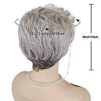 Gnimegil Short Curly Hair Wigs For Women Silver Grey Wig Old Lady Costume Grandma Wig Gray Synthetic Wigs Mommy Granny Wig Silv