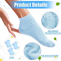 Janmercy 3 Pairs Aloe Socks Moisturizing Spa Socks Infused Socks Gel Sleeping Fuzzy Socks Dry Feet Socks Non Slip Lotion Socks F