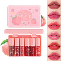 6 Colors Peach Lip Tint Stain Set Mini Liquid Lipstick Korean Lip Tint Lip Stain Lip Gloss Multiuse Lip And Cheek Tint Long