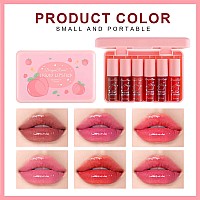 6 Colors Peach Lip Tint Stain Set Mini Liquid Lipstick Korean Lip Tint Lip Stain Lip Gloss Multiuse Lip And Cheek Tint Long