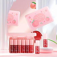 6 Colors Peach Lip Tint Stain Set Mini Liquid Lipstick Korean Lip Tint Lip Stain Lip Gloss Multiuse Lip And Cheek Tint Long