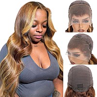 Aaliweya Highlight Lace Front Wigs Human Hair 427 Ombre 13X4 Body Wave Lace Frontal Wigs For Women 180 Density Glueless Honey