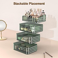 Rosoenvi Makeup Organizer For Vanity Stackable Cosmetics Organizer And Storage Cosmetic Display Cases With 3 Drawers And 1 Tra