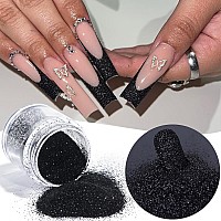 Black White Nail Glitter Powder 6 Jars Extra Fine Sugar Glitter For Nails French Tips Dipping Powder Sugar Sand Coating Effec