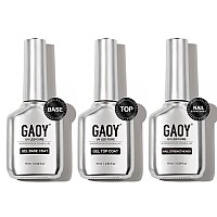 Gaoy Gel Top Coat Nail Strengthener And Base Coat Set 3 Pcs 16Ml Clear Glossy No Wipe Combination For Uv Light Cure Gel Nail P