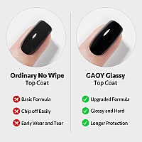 Gaoy Gel Top Coat Nail Strengthener And Base Coat Set 3 Pcs 16Ml Clear Glossy No Wipe Combination For Uv Light Cure Gel Nail P