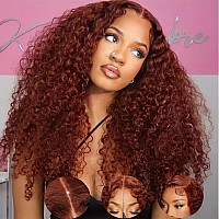 Yiroo Bye Bye Knots Reddish Brown Curly Invisible Knots Wear And Go 7X5 Pre Cut Lace Front Wigs Human Hair Glueless Deep Curly H