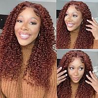 Yiroo Bye Bye Knots Reddish Brown Curly Invisible Knots Wear And Go 7X5 Pre Cut Lace Front Wigs Human Hair Glueless Deep Curly H