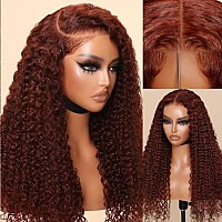 Yiroo Bye Bye Knots Reddish Brown Curly Invisible Knots Wear And Go 7X5 Pre Cut Lace Front Wigs Human Hair Glueless Deep Curly H