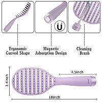 Hair Brush Curved Vented Hairbrush Faster Blow Drying Detangler Brush With A Built In Brush Cleaner Hair Clips And Magnetic H