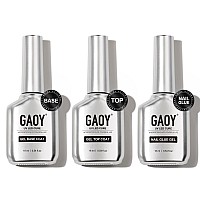 Gaoy Gel Top Coat Nail Glue Gel And Base Coat Set 3 Pcs 16Ml Clear Glossy No Wipe Combination For Uv Light Cure Gel Nail Polis