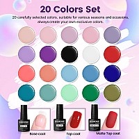 Jodsone Gel Nail Set 20 Colors High Shine Gorgeous Gel Polish Base Top Matte Coat Nice Gifts Show Charm