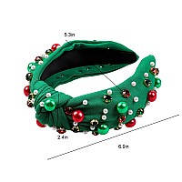 Ivyu Christmas Headbands For Women Adults Girls Green Headband With Jeweled Pearl Sparkly Headbands