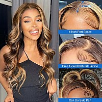 Fascara Highlight Body Wave Human Hair Wigs For Women 13X4 Lace Front Wig Transparent Lace Frontal Wigs Honey Blonde Lace Front