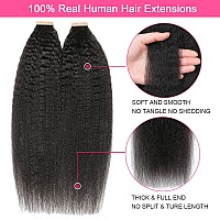 Hotlulana Kinky Straight Tape In Hair Extensions Human Hair Invisible Seamless Yaki Tape Ins Human Hair Extensions Skin Weft 20P