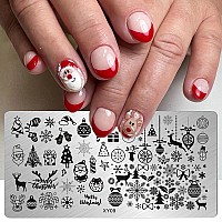 Christmas Nail Stamping Plates Winter Snowflake Nail Stamper Template Cute Xmas Elk Snowman Nail Stencils Santa Claus Candy Cane