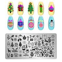 Christmas Nail Stamping Plates Winter Snowflake Nail Stamper Template Cute Xmas Elk Snowman Nail Stencils Santa Claus Candy Cane