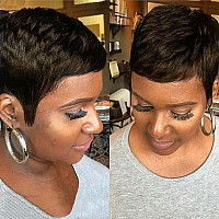 Aiweise Pixie Cut Wig Human Hair Short Human Hair Wigs For Black Women Short Brown Wig Layered Wavy Pixie Wigs Short Glueless Wi